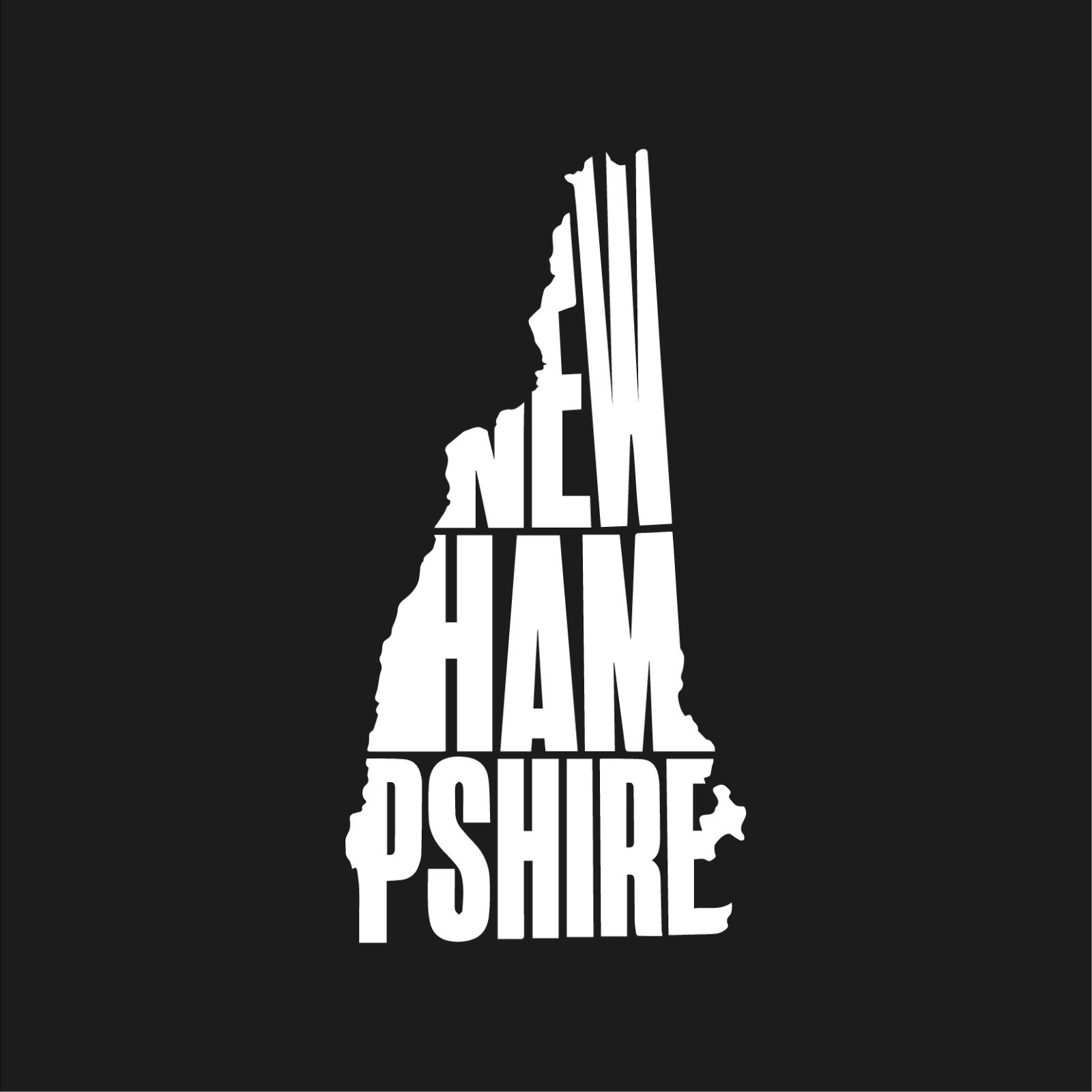 New Hampshire Typography Name Outline Vinyl Decal State Word Art shape sticker