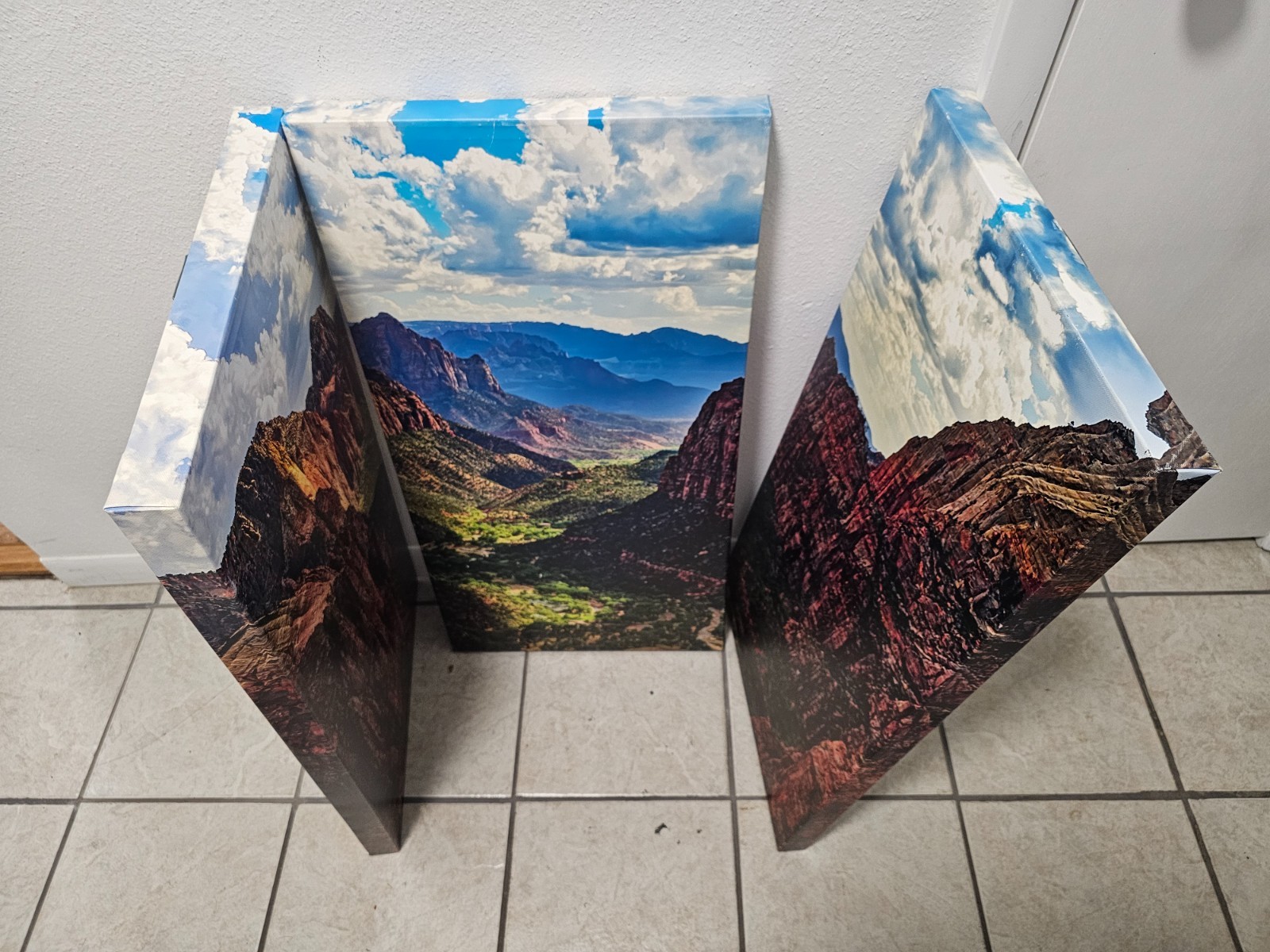 ZION National Park Angels Landing 3 pcs. Canvas Art w/mirrored edges Made in USA