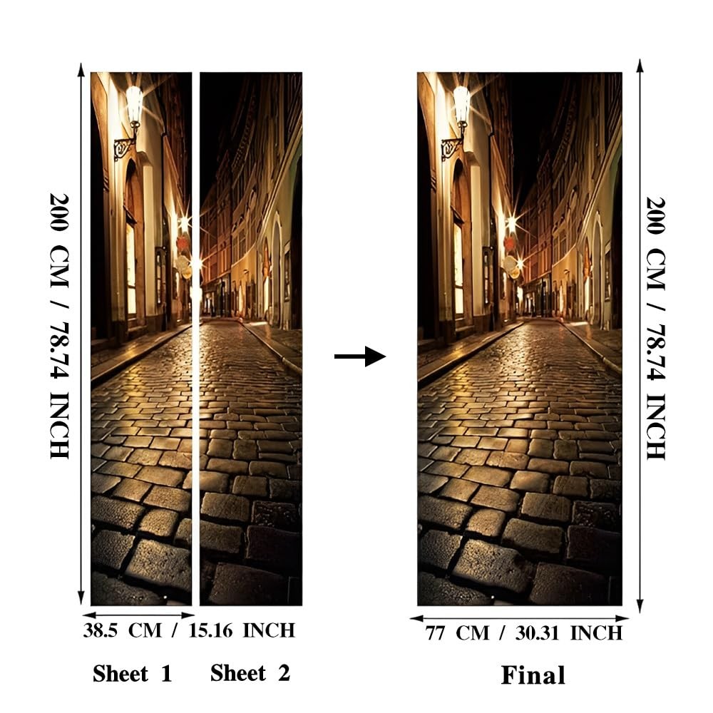 Door Wallpaper Murals 3D Alley at Night Door Wallpaper Sticker Self Adhesive …