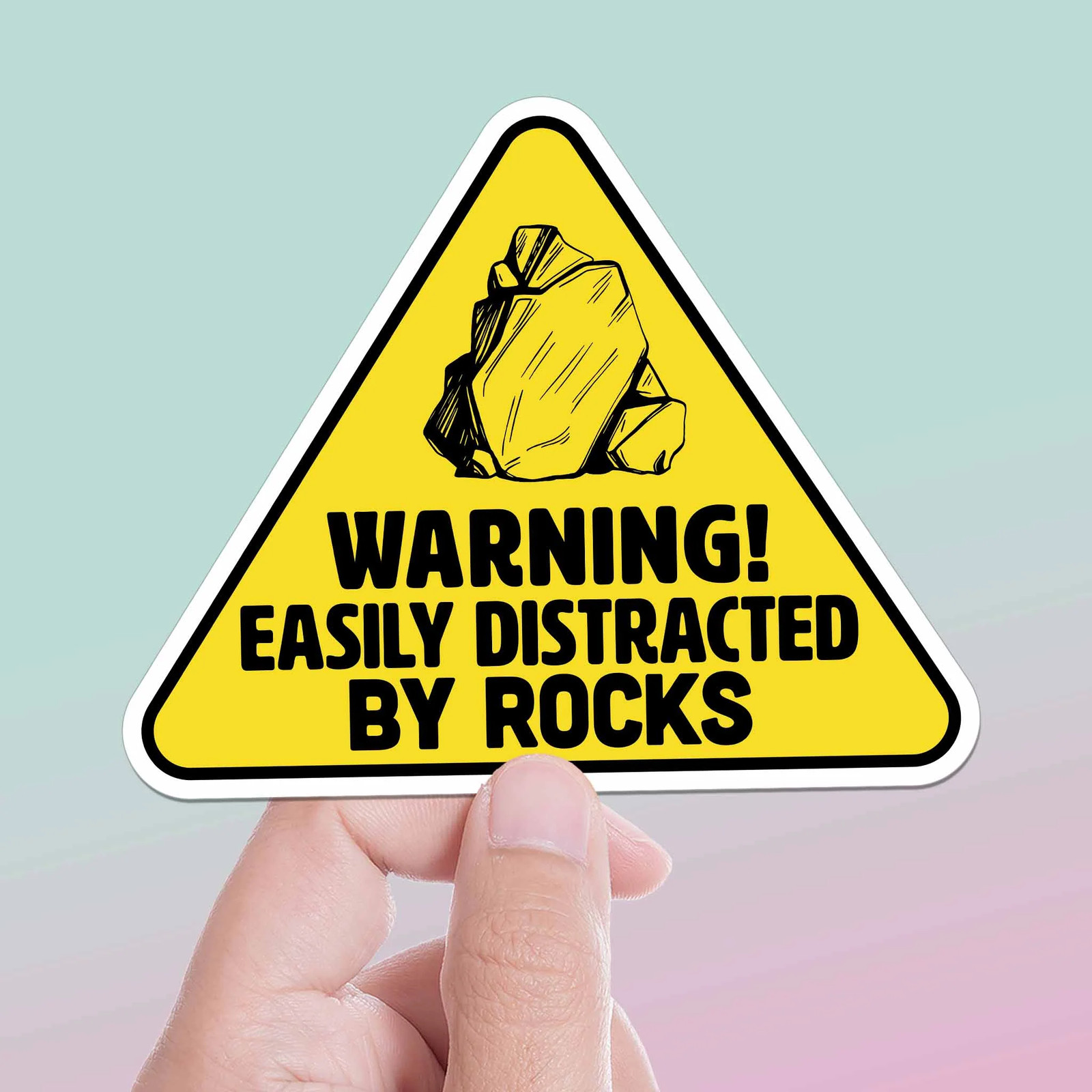Easily Distracted by Rocks Sticker – Funny Nature Decal