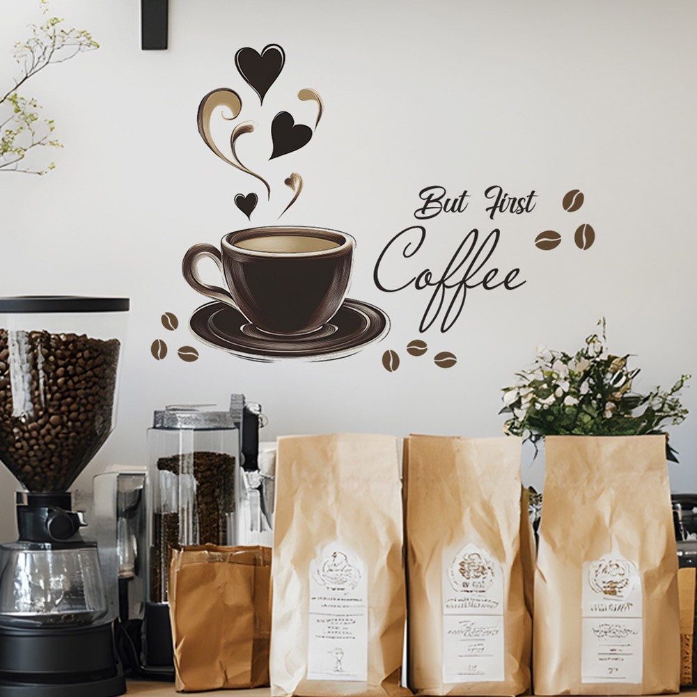Contemporary Coffee Cup Wall Decal for Enhancing Kitchen or Office Walls