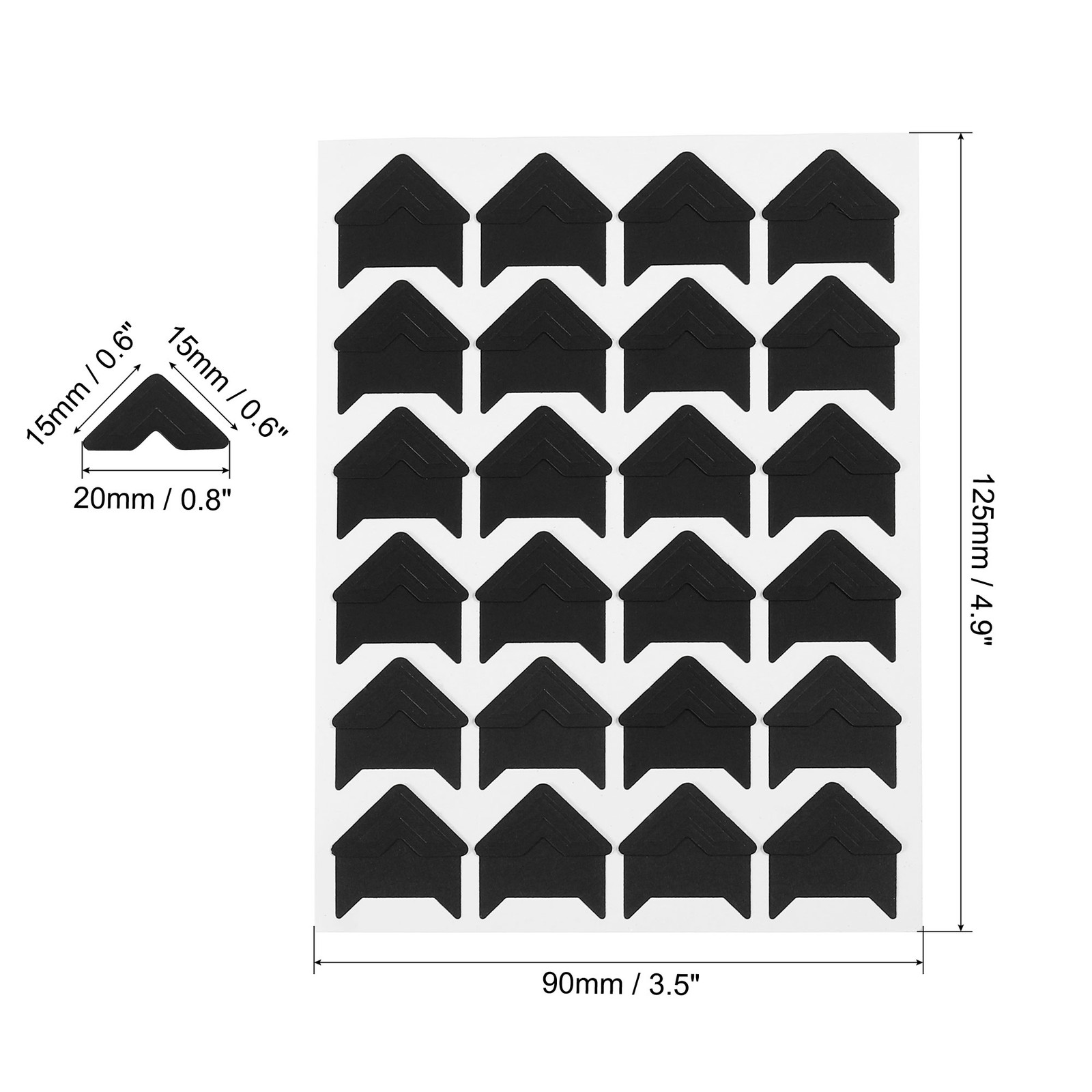 10Sheets/240Pcs Photo Corners Adhesive DIY Picture Mounting Sticker Black