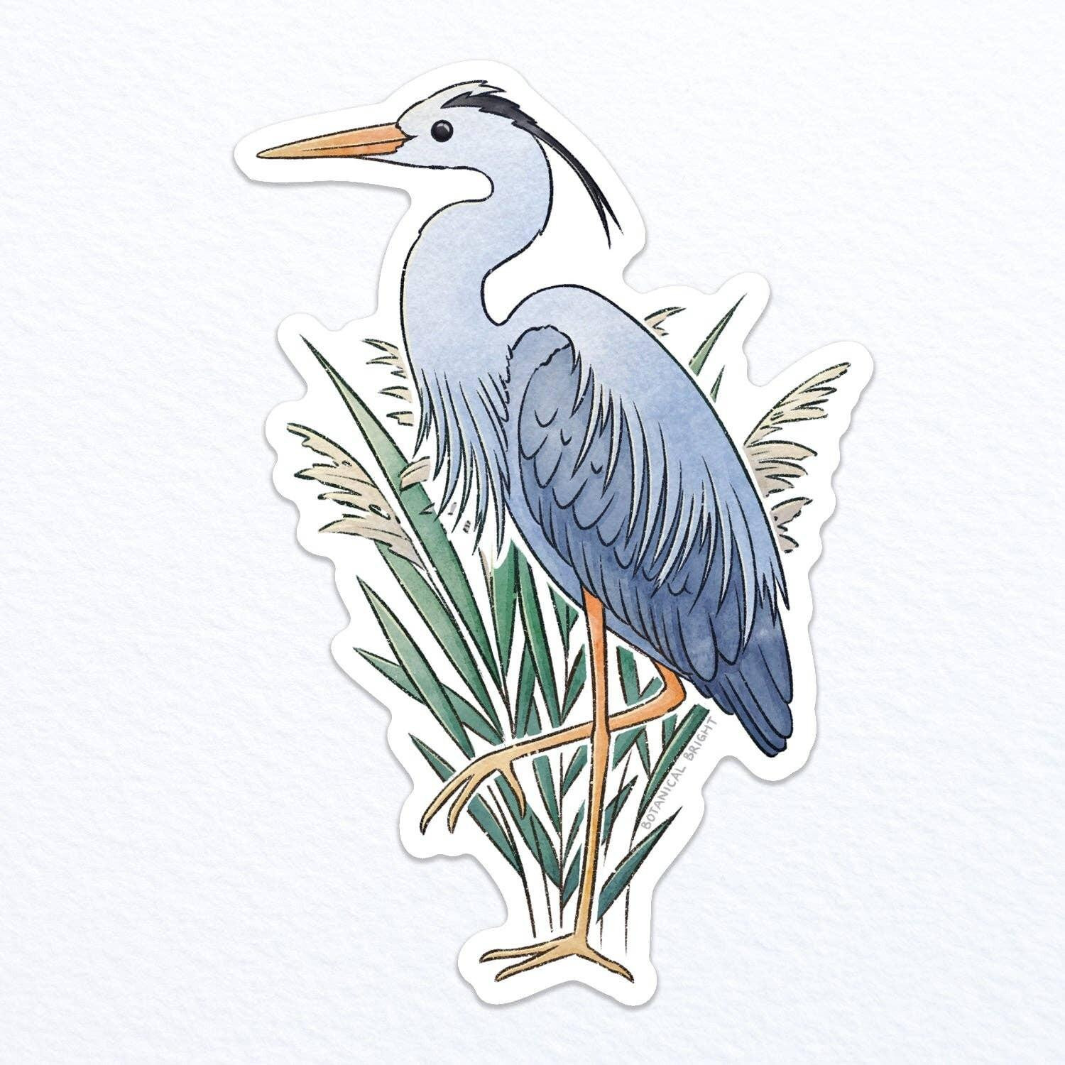 Heron Bird Sticker Large Waterproof Vinyl Wildlife Nature Decal Laptop Journal