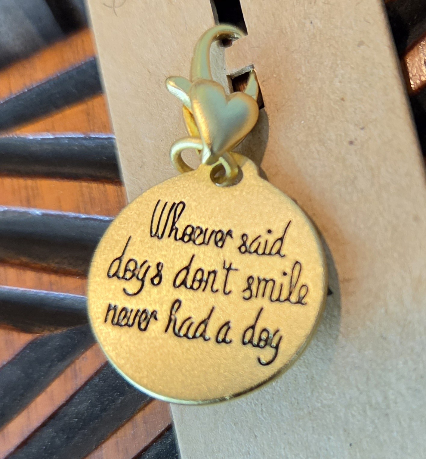 NEW Amanda Blu DOG Charm WHOEVER SAID DOGS DON'T SMILE NEVER HAD A DOG Two Tone