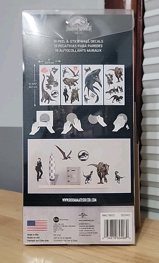 RoomMates 19pc JURASSIC WORLD Removable & Repositionable Wall Decals! Free Ship