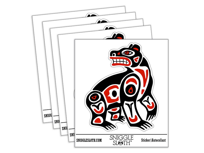 Tribal Native American Bear Totem Vinyl Sticker Set – 5 Pack