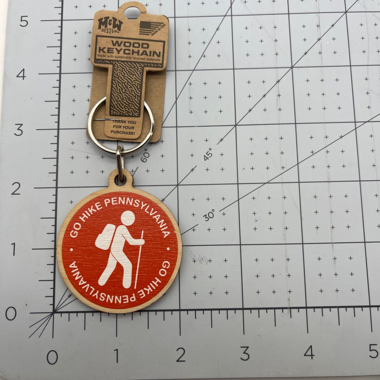 Metal and Wood Co Key Chain Travel Pennsylvania PA Go Hike Pennsylvania