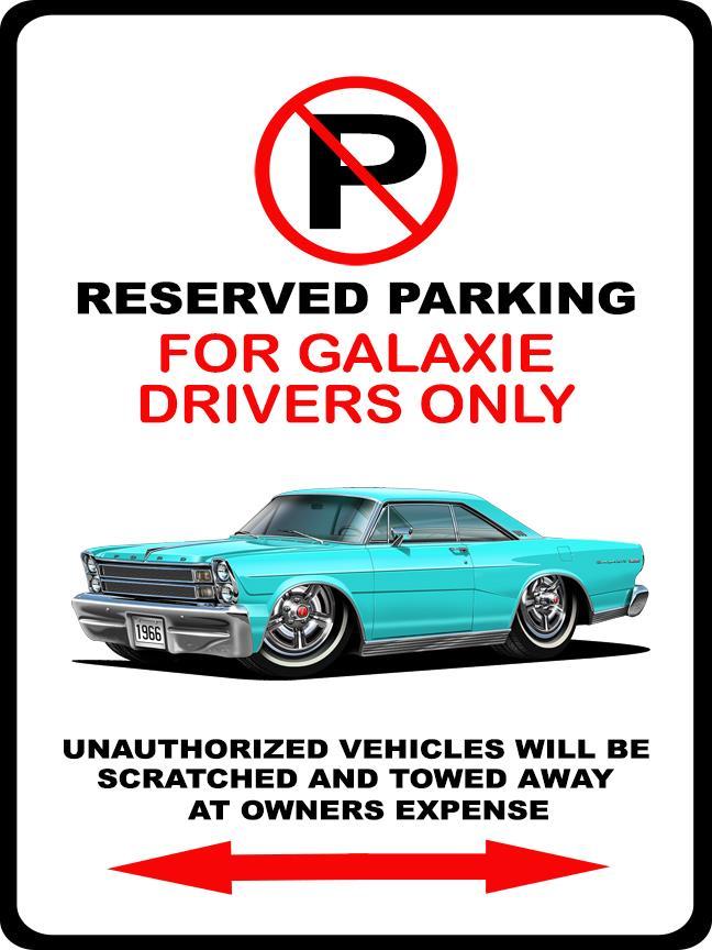 1966 Ford Galaxie 500 Hardtop No Parking Sign Wall Art Graphic Sticker