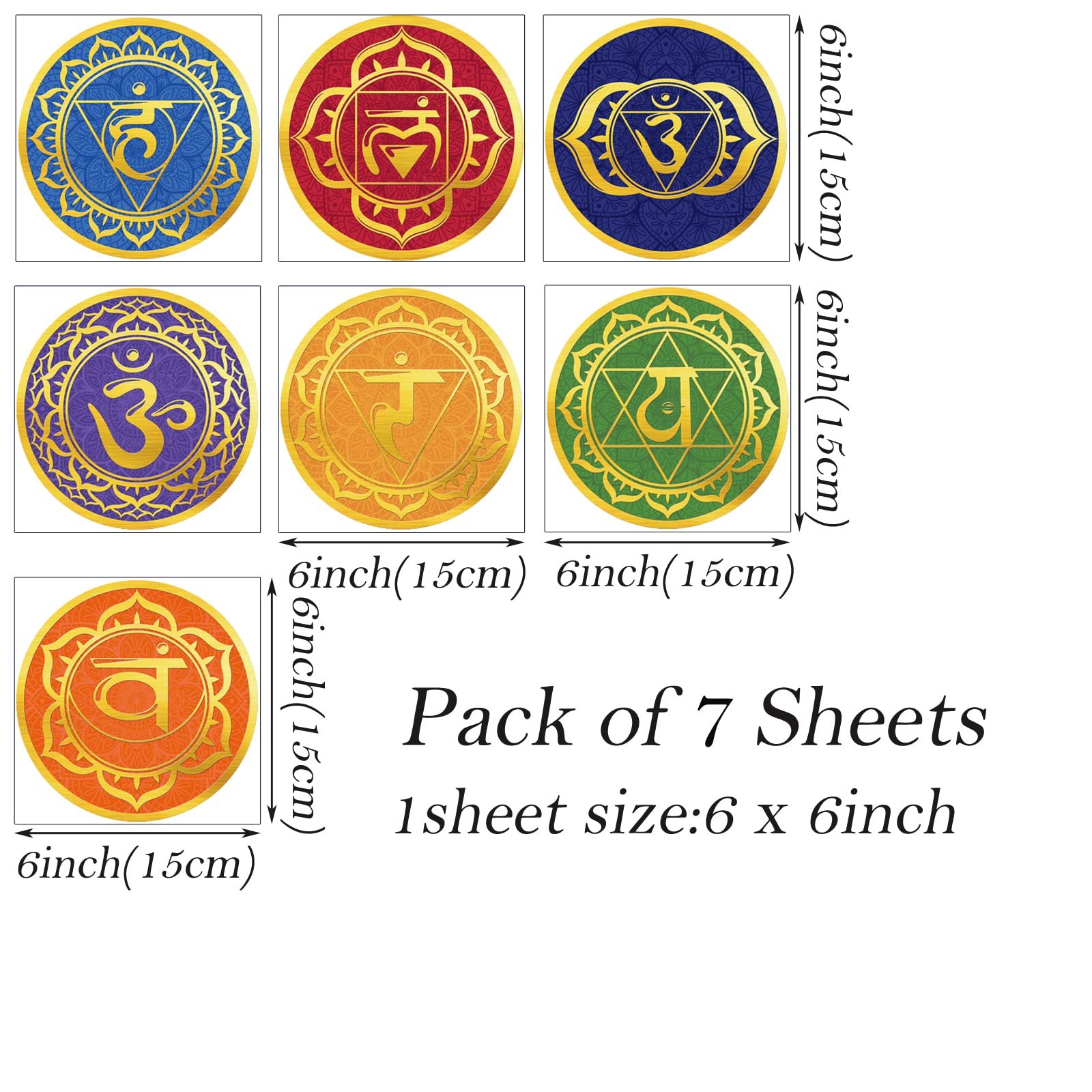 7 Sheets Chakra Wall Stickers Yoga Zen Meditation Room Wall Decals (6×6 Inch)…