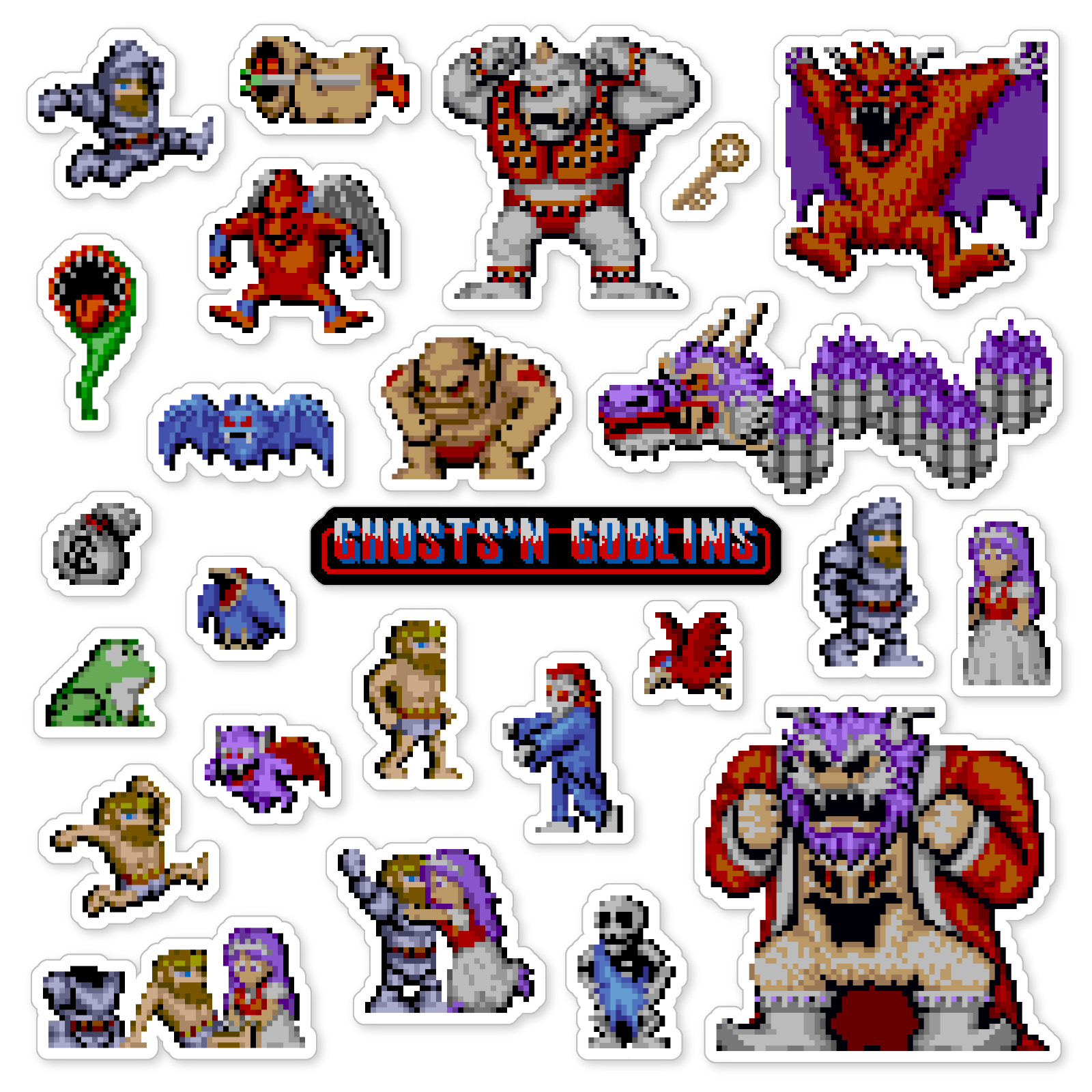 Ghosts N Goblins Stickers Arcade Pixel Art 25 Sticker Pack
