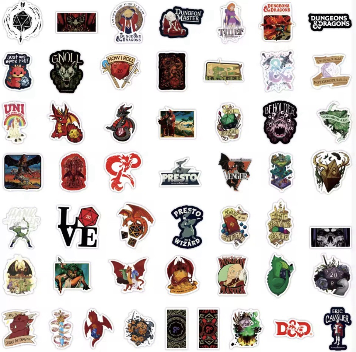 Dungeons Dragons Mix Stickers 50pk Cartoon Character Matte Sticker FREE SHIPPING