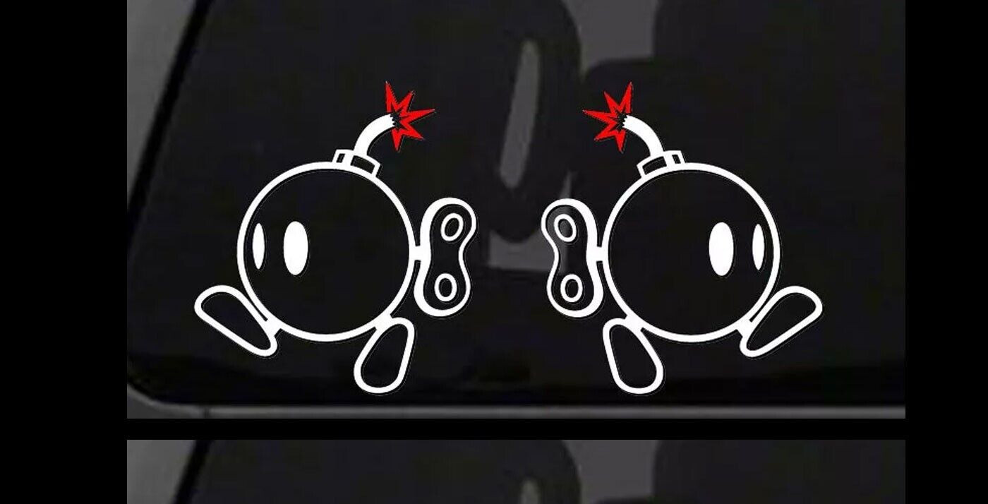 Mario Bros Bob Omb Bomb – 2 Pack, 2 Color – Vinyl Deca Car Window Tablet Laptop