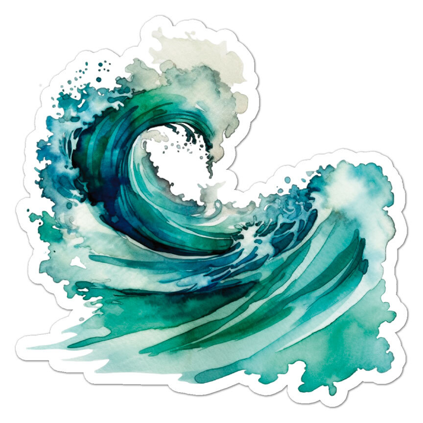 Wave Surf, Vinyl Decal Sticker, Indoor Outdoor, 3 Sizes, #9987