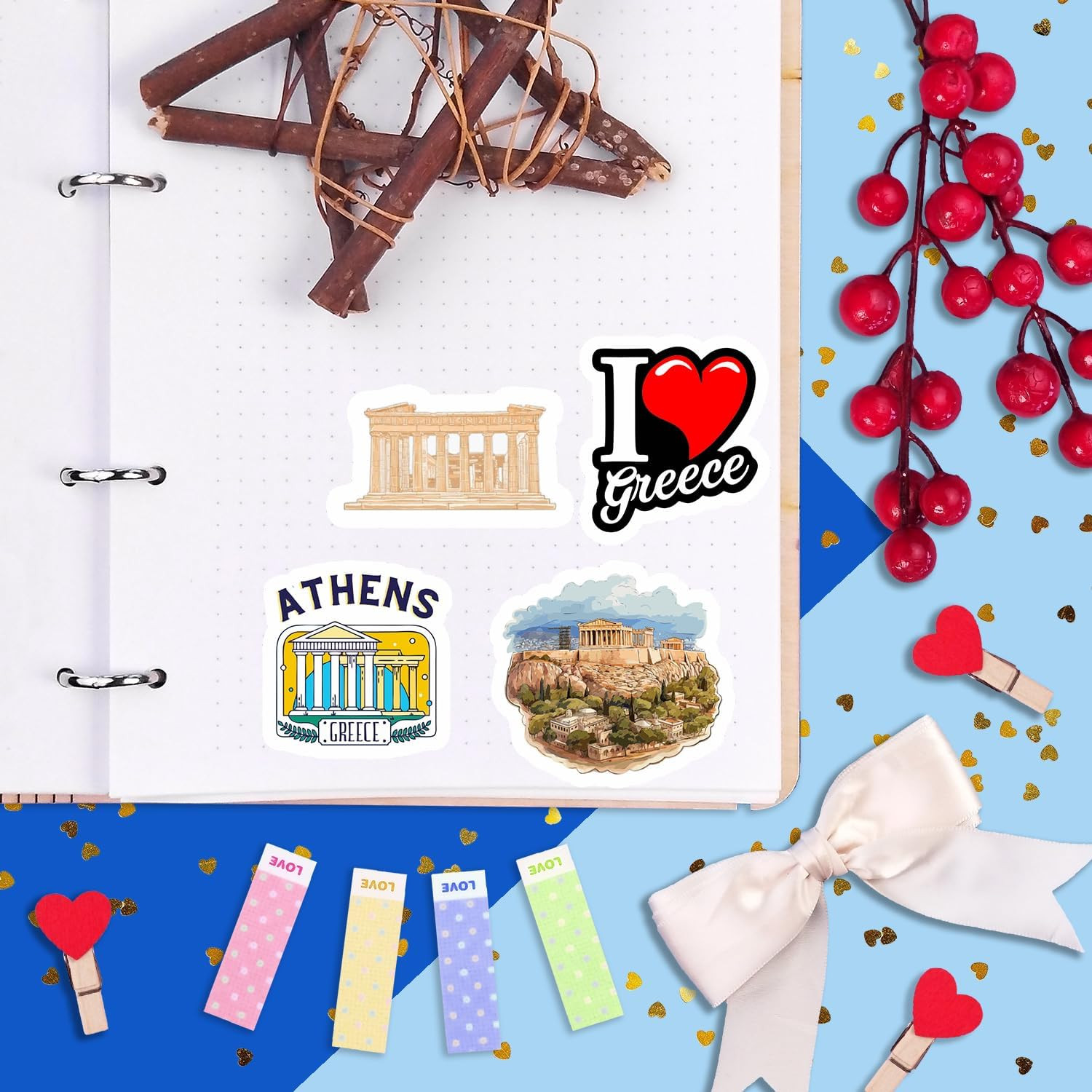 Greece Stickers for Water Bottle and Laptop – Greece Decorations and Party Favor