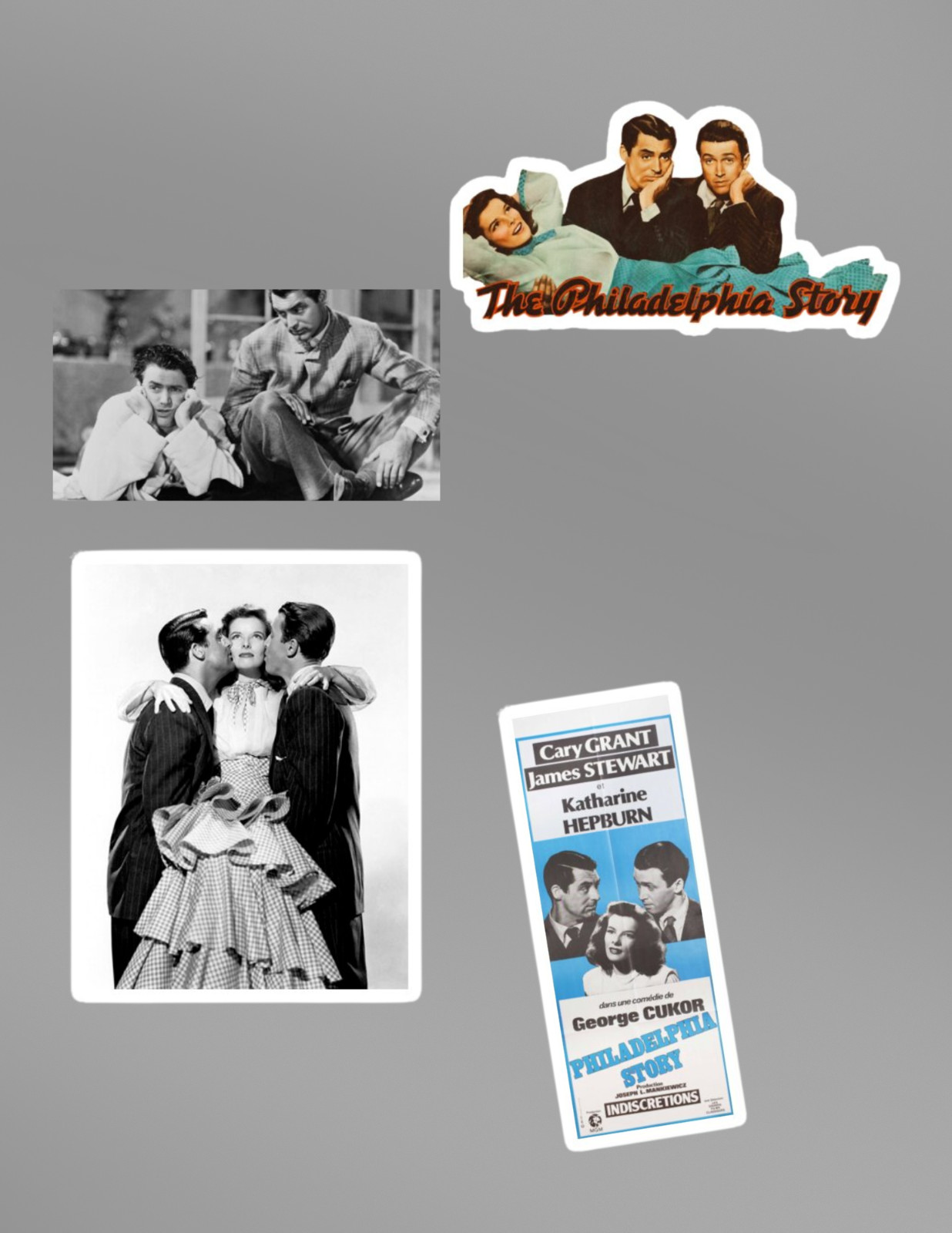 Philadelphia Story Retro Movies 4pc Sticker Pack