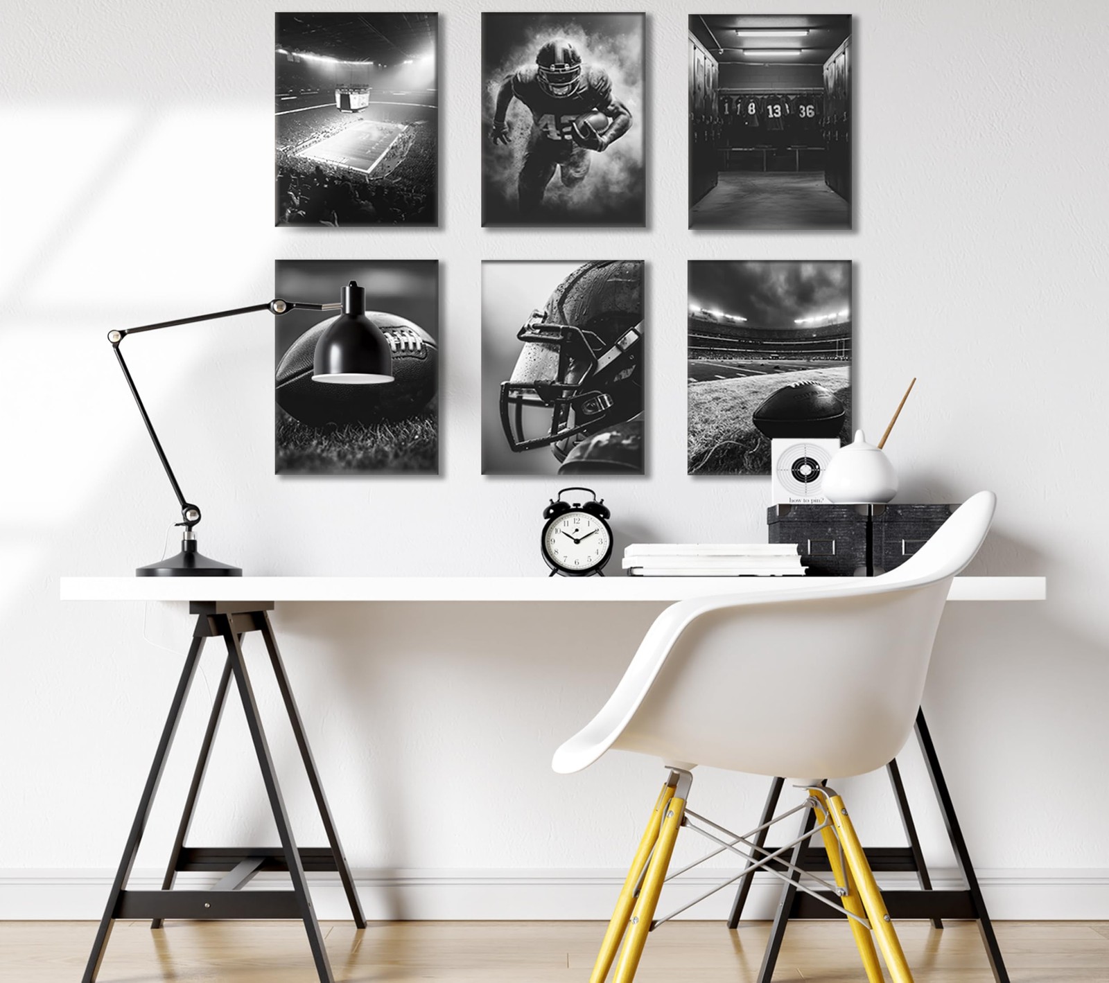 6Pcs Football Canvas Wall Art Rugby Field Stadium Sports Theme Picture Wall D…