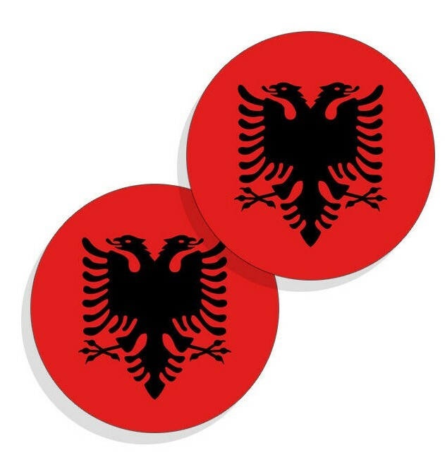 Albania Flag Stickers Flag Decals Vinyl Indoor Outdoor Stickers Round Set of 4