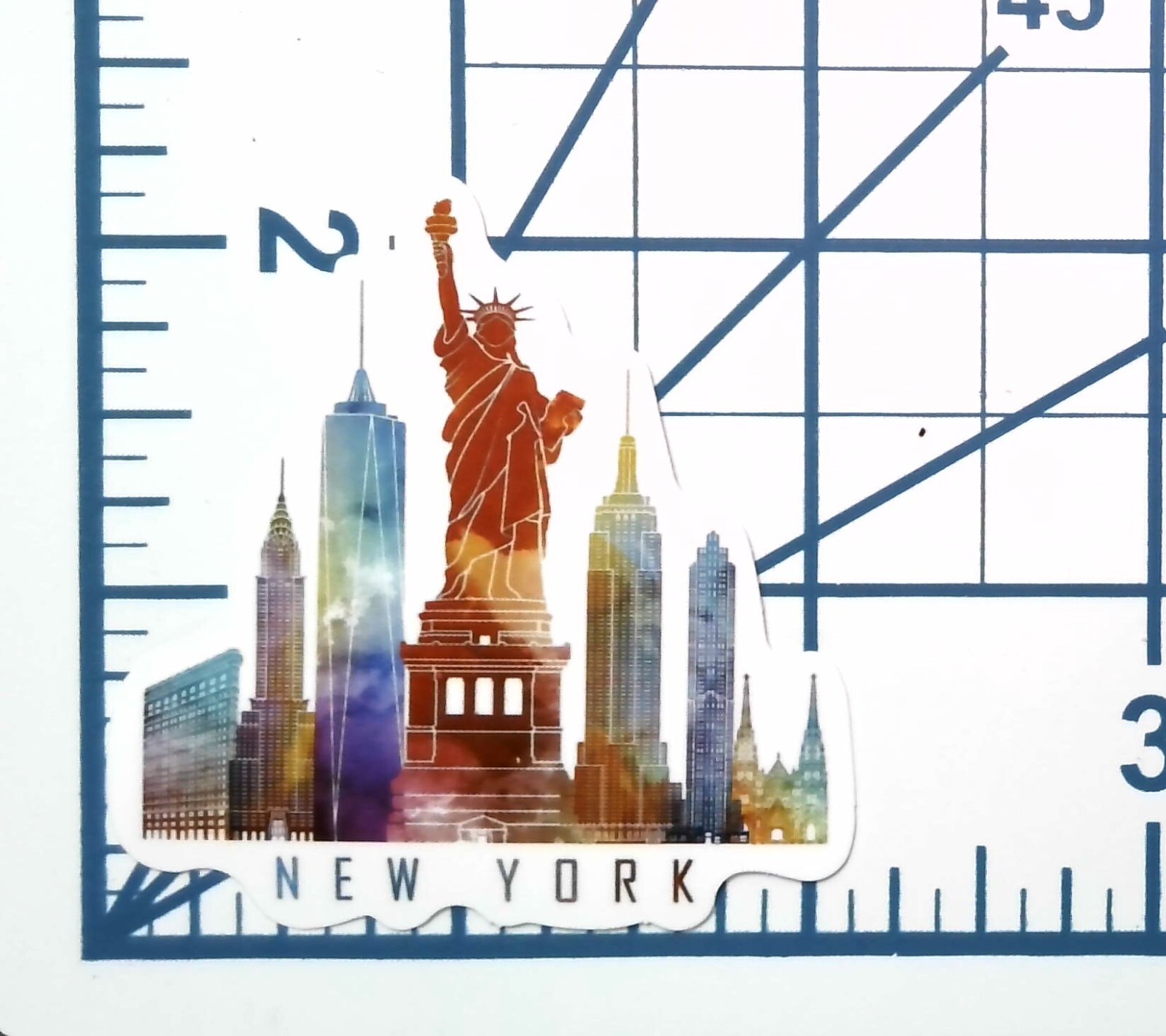 New York Skyline Sticker Die Cut Watercolor Statue of Liberty Decal Travel