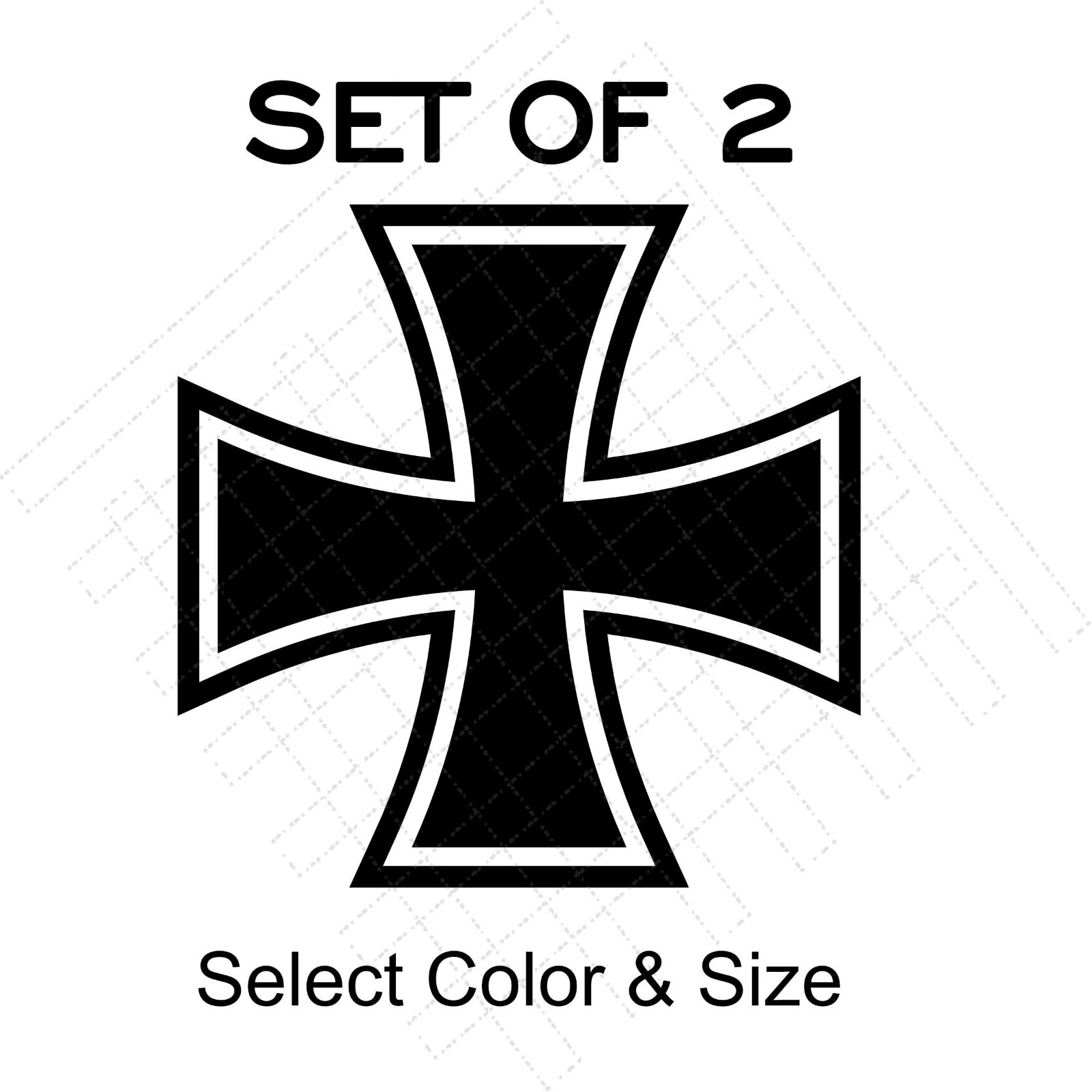 Set of 2 Vintage German Maltese Iron Cross Logo – Vinyl Decal – Select Size
