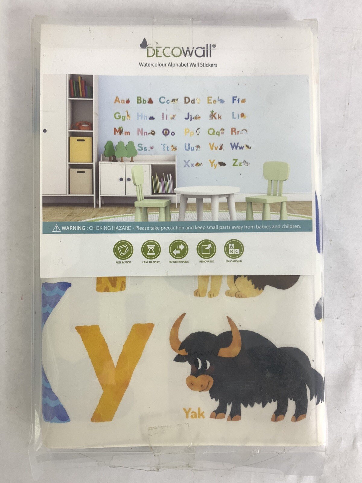 Decowall Alphabet Wall Sticker Kid Toddler Animal ABC Letters Nursery Room Decor