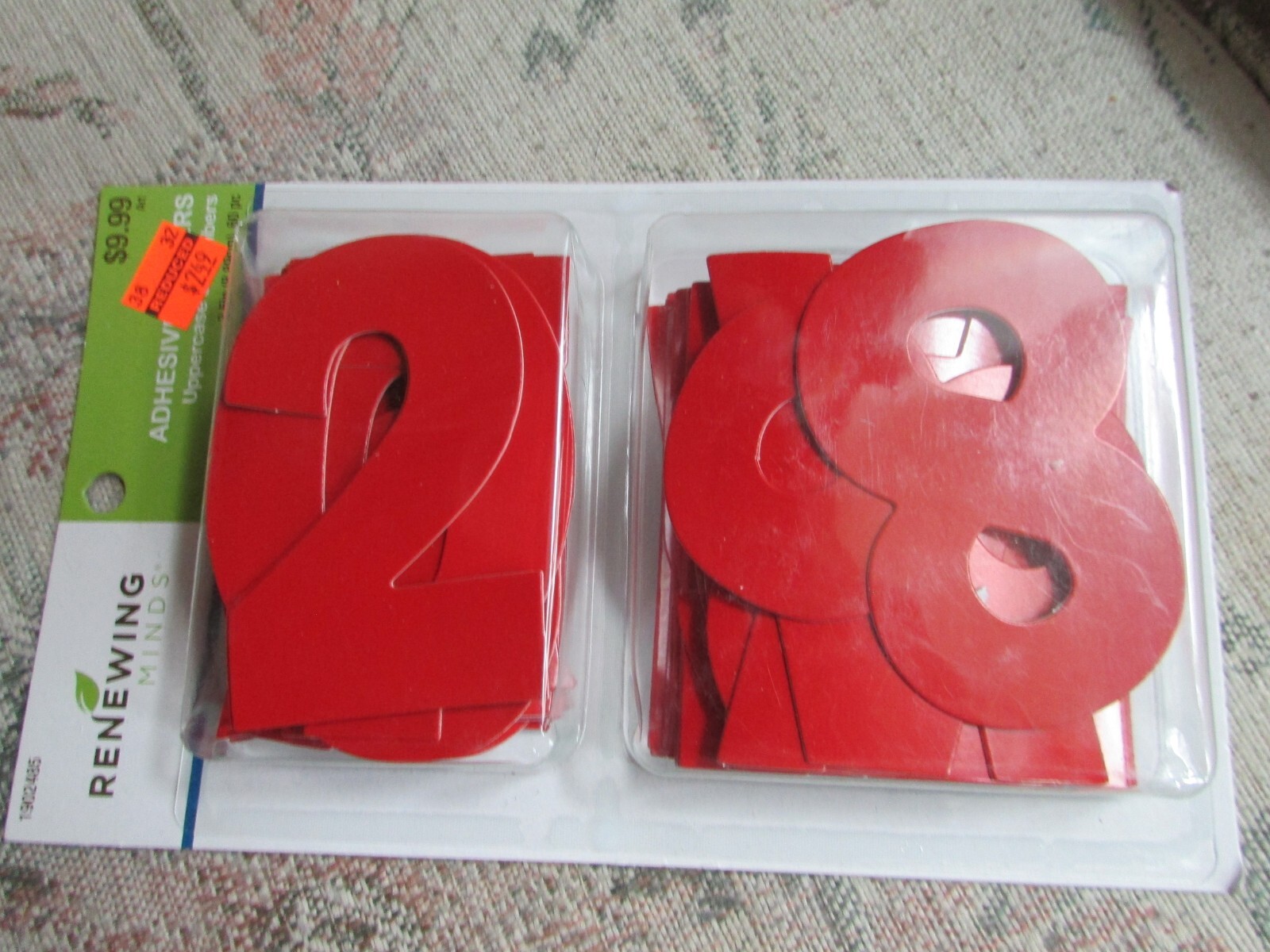 Red Renewing Minds Adhesive Uppercase Letters and Numbers, 3.5", 60 pc, new