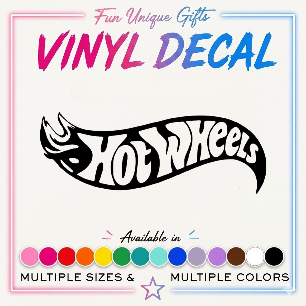 Hot Wheels Vinyl Decal Sticker -Multiple Colors & Sizes- FREE SHIPPING!