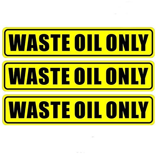 3 Pack Waste Oil Only Stickers 625×125 Inch Waterproof Adhesive Vinyl Signs