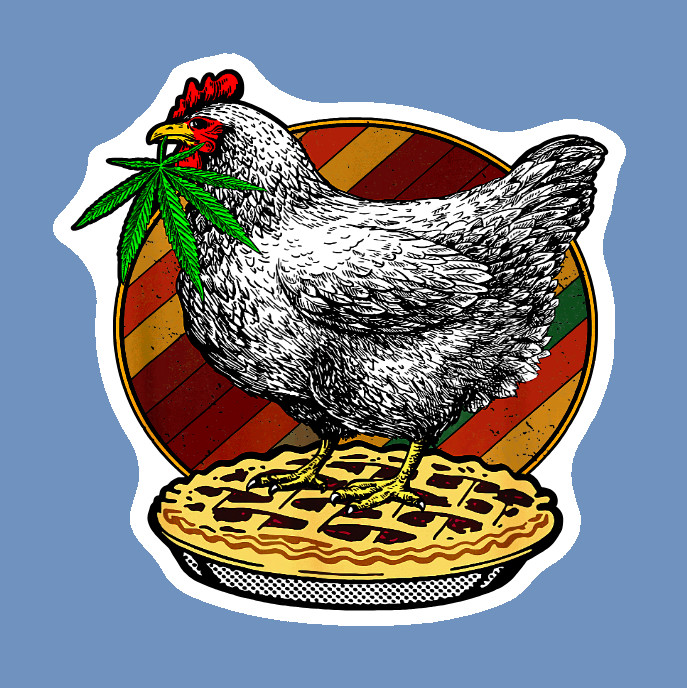 Weatherproof Chicken Pot Pie Weed Stickers Vinyl Decal Added Layer UV Safe Humor