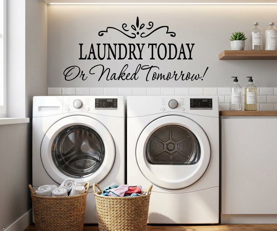 Laundry Today or Naked Tomorrow Removable Wall Stickers Home Decals Decor Quote