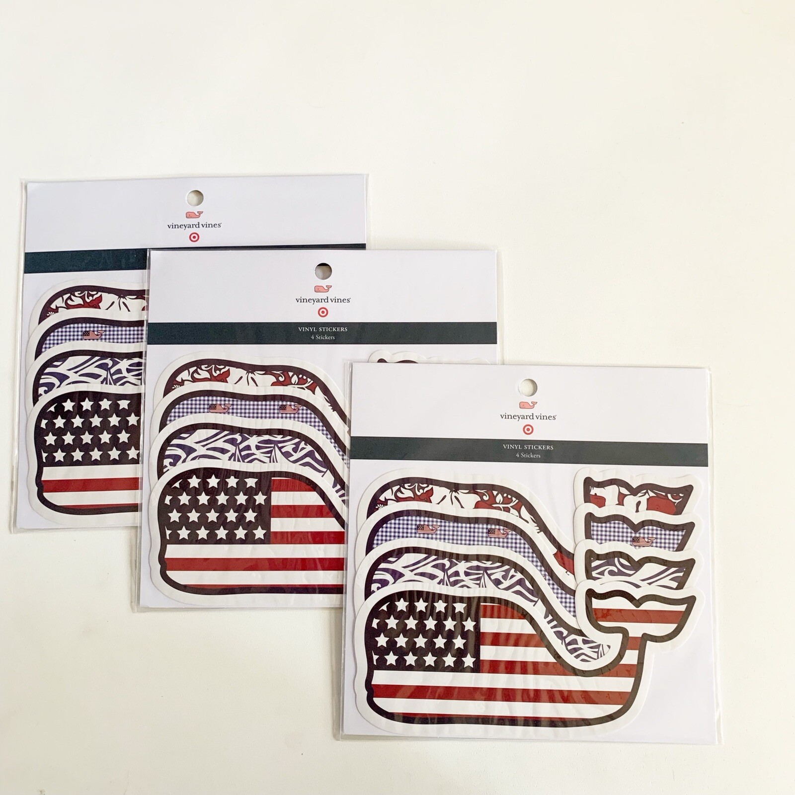 Vineyard Vines Target Vinyl Stickers Whale Patriotic 7” Large 3 Packs Of 4 (12)