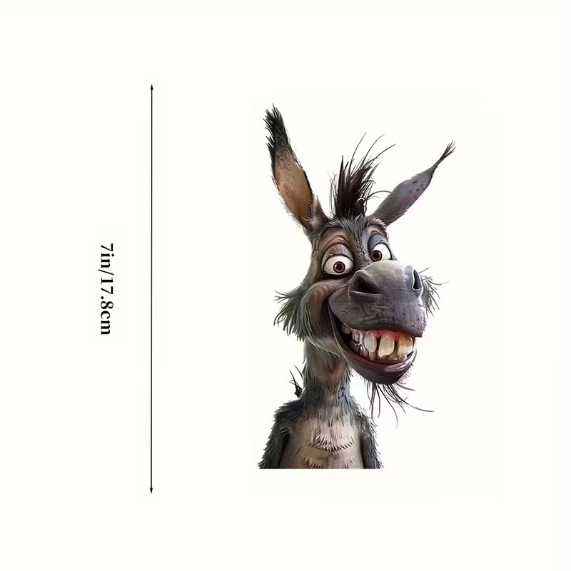Silly Donkey Vinyl Stickers, Suitable for Laptop, Bottle, Truck, Phone Window 7"