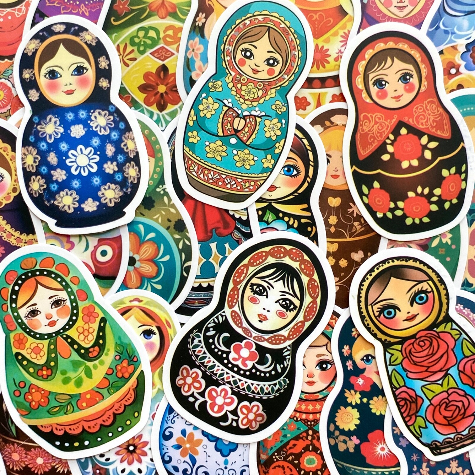 5-50 pcs Matryoshka Doll Stickers, Cute Russian Nested Doll Phone Laptop Decals
