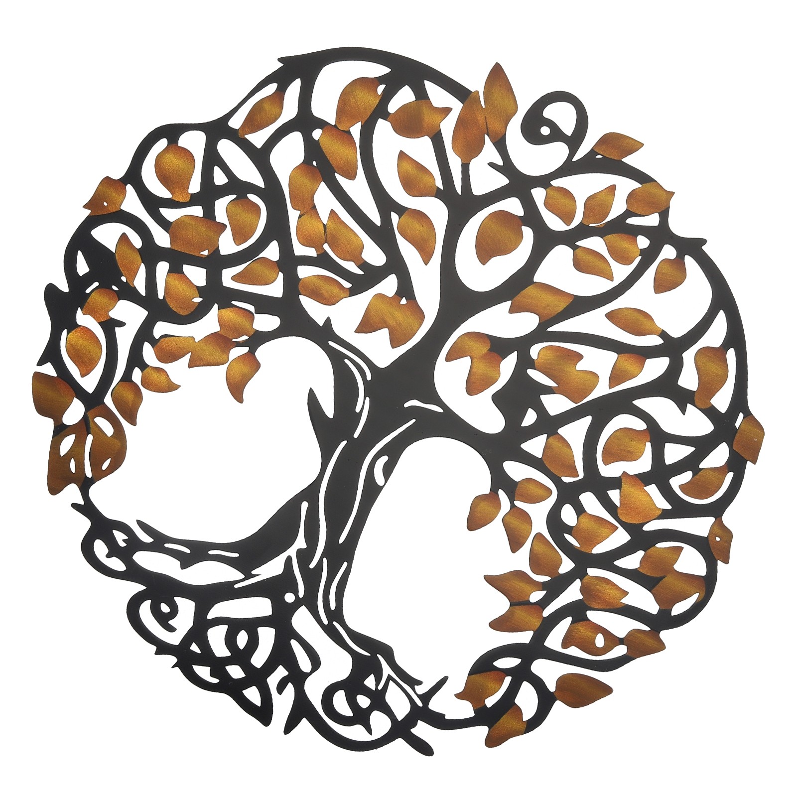 Metal Tree Wall Decor Tree of Life Wall Sculpture Ornament Yellow, Black