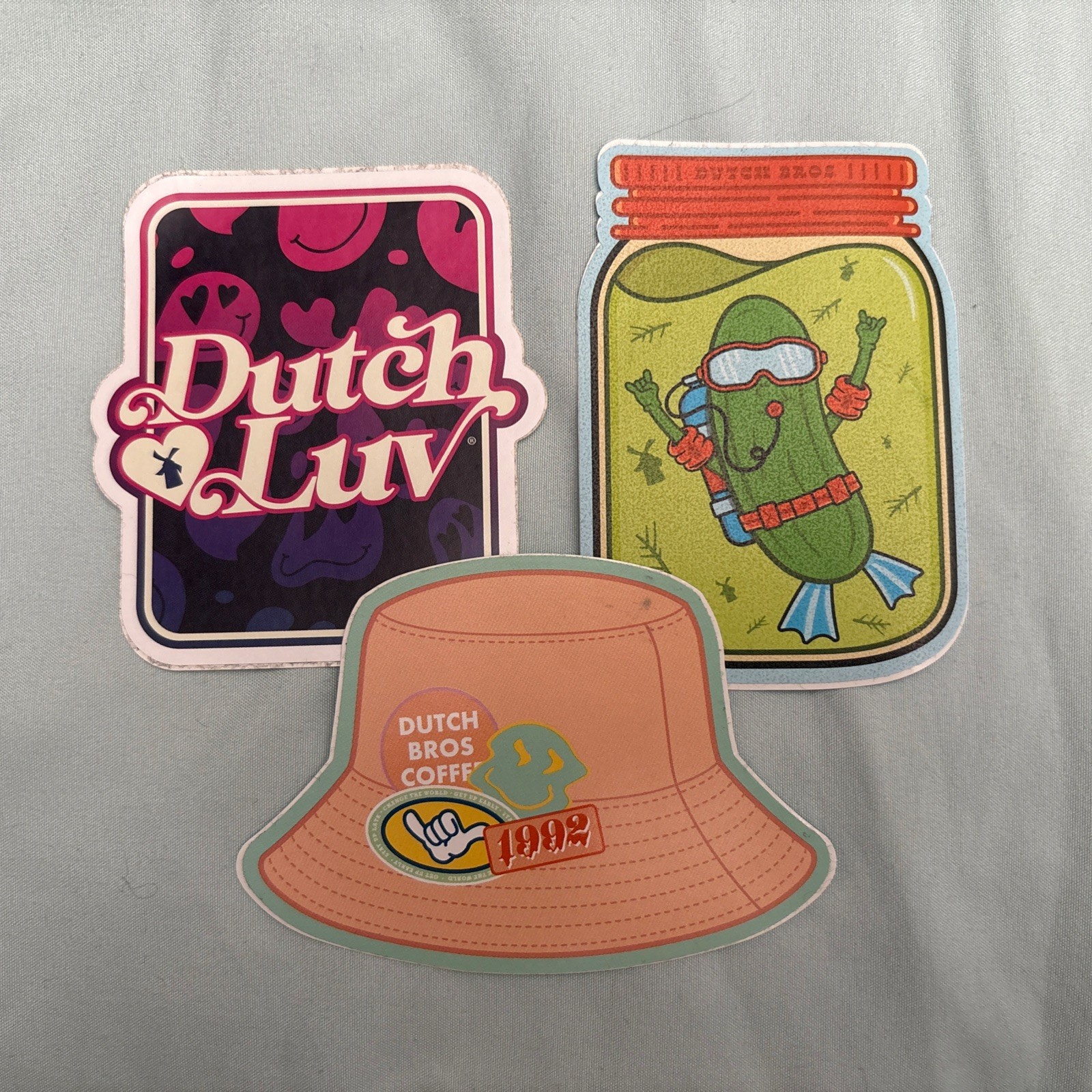 Lot of 3 Dutch Bros Stickers – 2025
