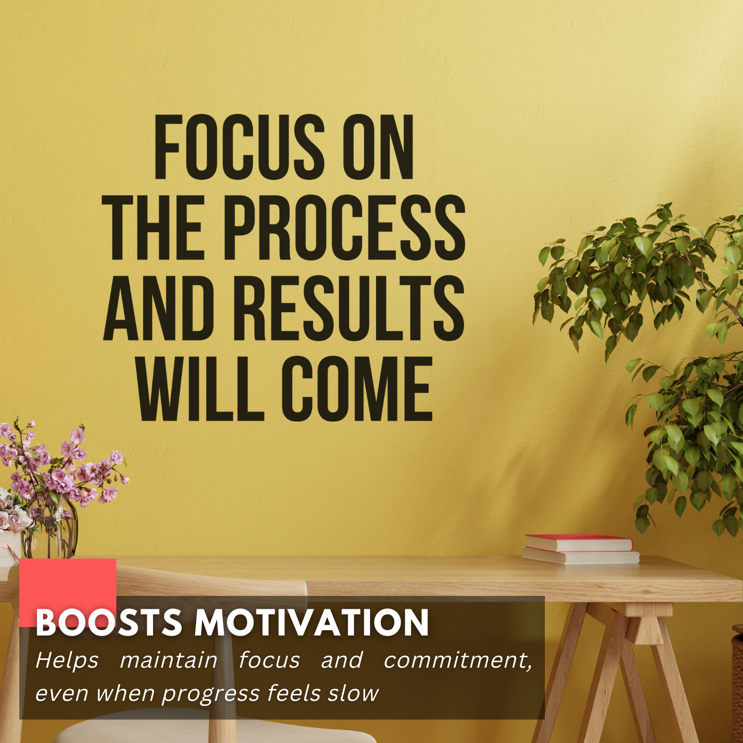 Motivational Wall Decal Quote – Focus on the Process & Results Will Come – Decor