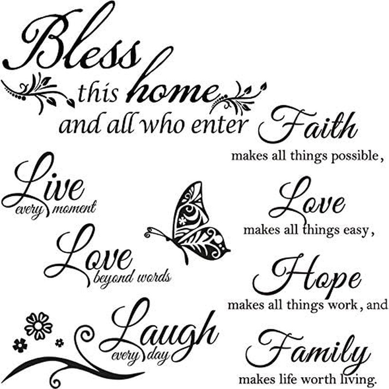 3 Sheets Vinyl Wall Quote Stickers Love Faith Hope Family Inspirational Stickers