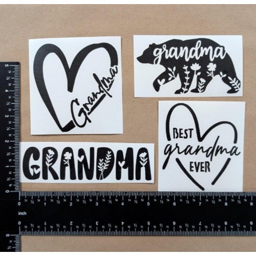 Grandma Vinyl Decal Stickers 5 in Heart Bear Best Grandma Ever Black NEW