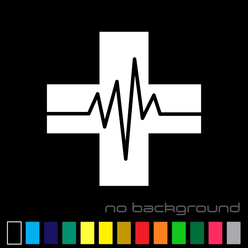 Cross Heartbeat Sticker Vinyl Decal – Medical EKG Health Lifeline EMS Car Window