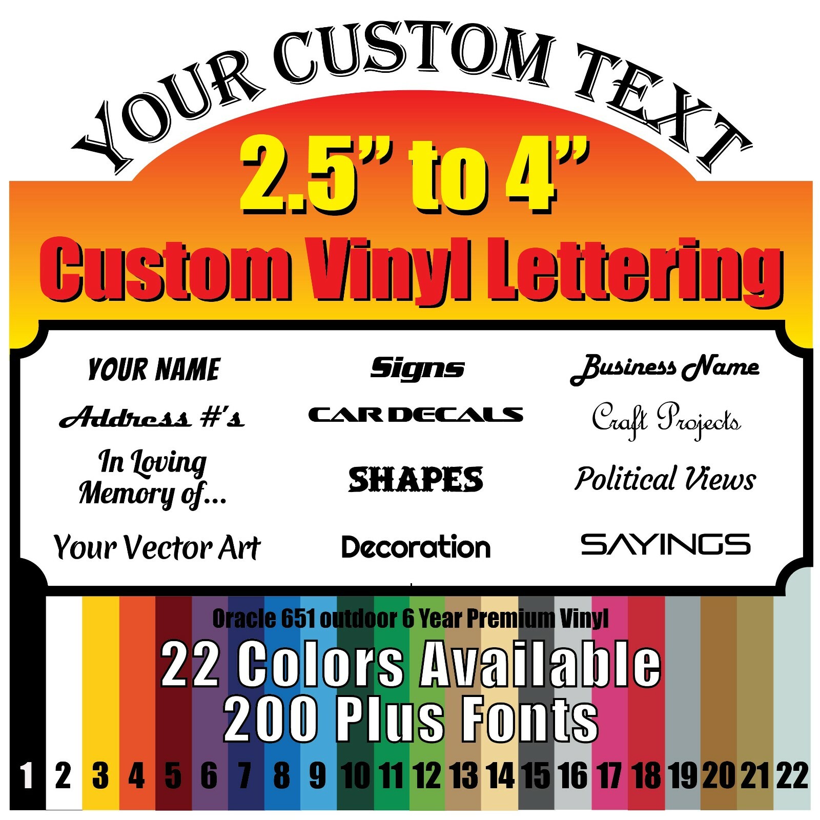 2.5"- 4" Custom Vinyl Text Phrase/Lettering Decal window Car Mailbox Craft
