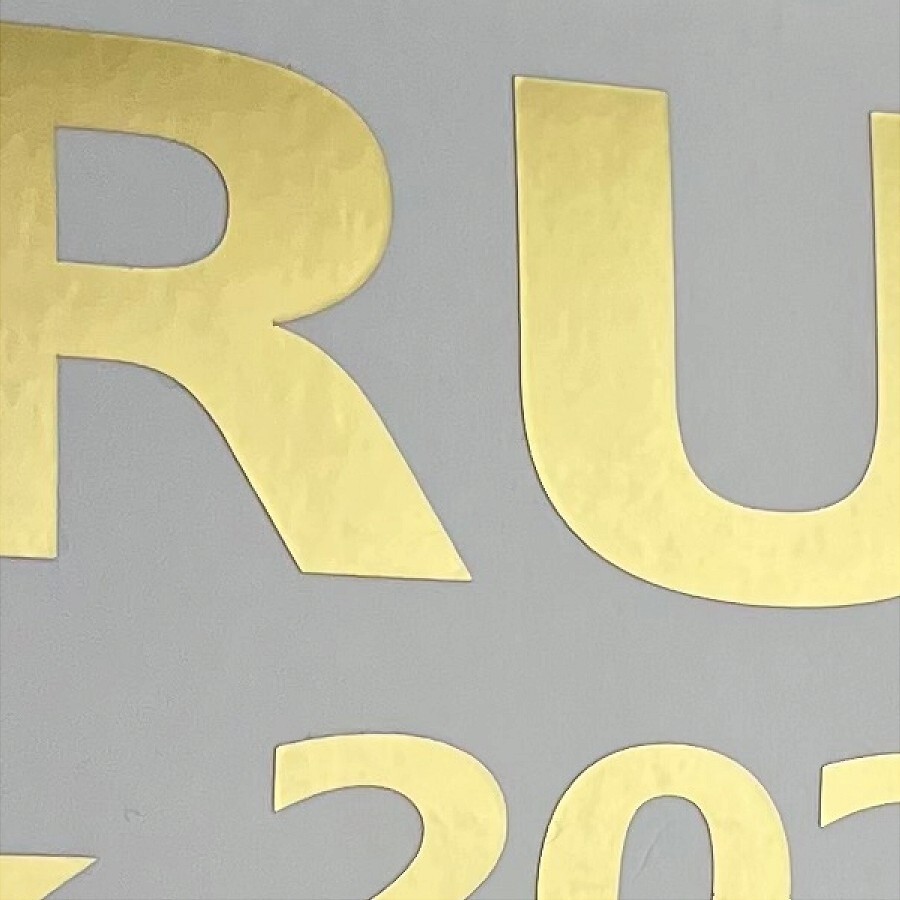 TRUMP 2024 Large Shiny Gold Vinyl Decal Window or Bumper Sticker 8" x 2.5" 