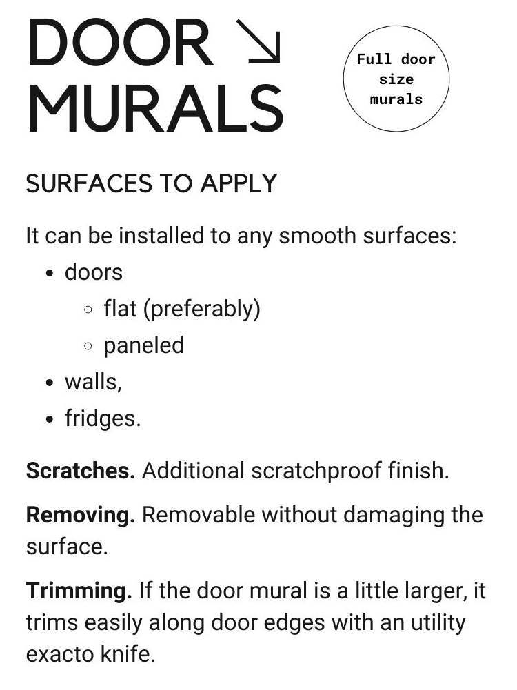 Classic Baroque Door Mural, Pink Laminated Sticker Cover, Single piece