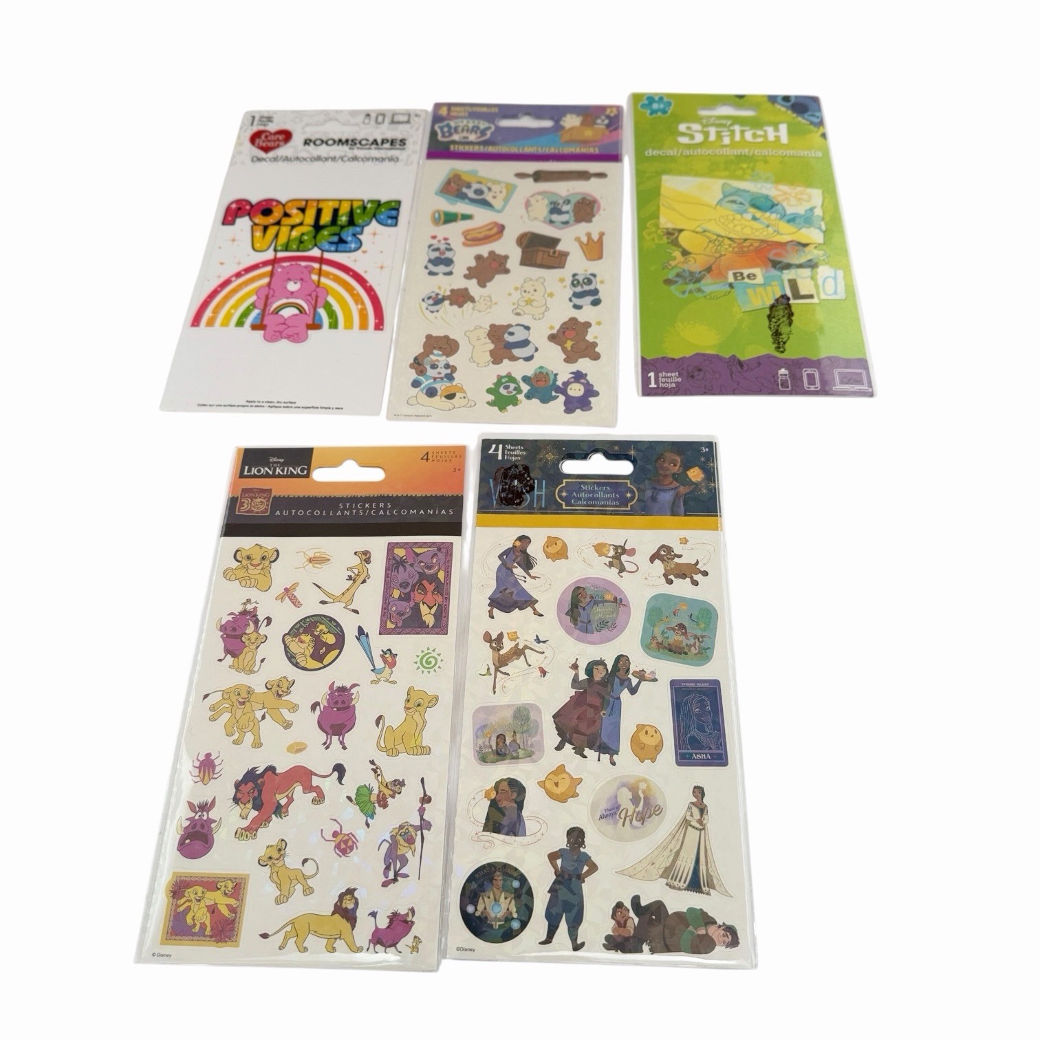 SandyLion RoomScapes Sticker & Decal Lot Care Bears Stitch Lion King Wish 5 Pack