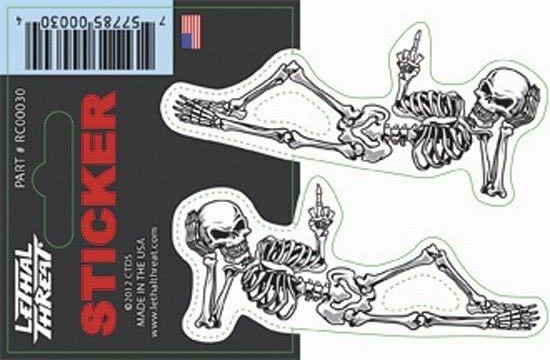 NEW LETHAL THREAT FINGER SKELETON L/R MINI DECAL STICKER 2.75"x3.25" RC00030