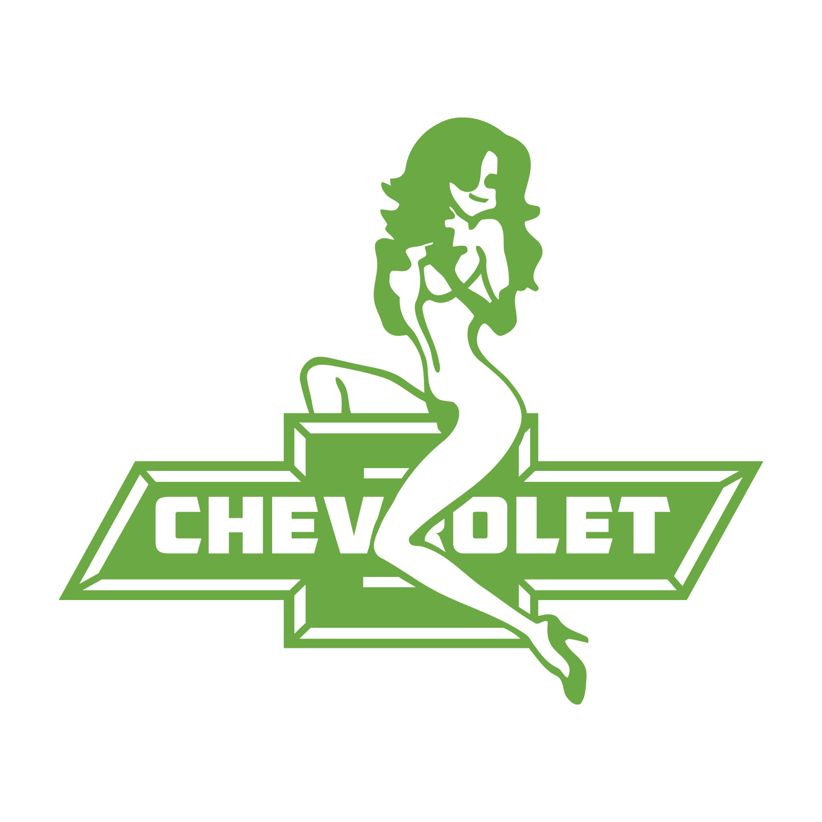 Chevy Chevrolet Bowtie With Sexy Girl Logo die cut decal Made in USA 6+yr