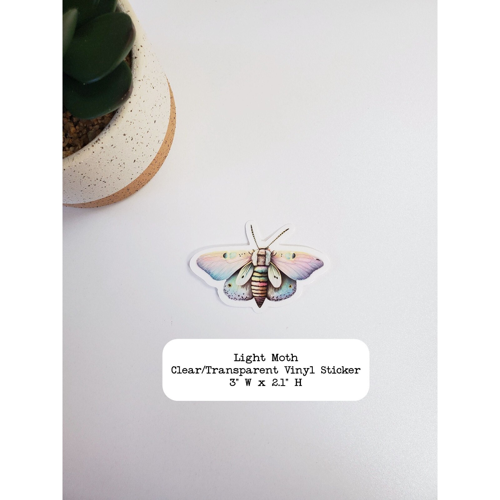 Light Moth Sticker | For Computers, Journals, Phones | Clear Transparent Vinyl