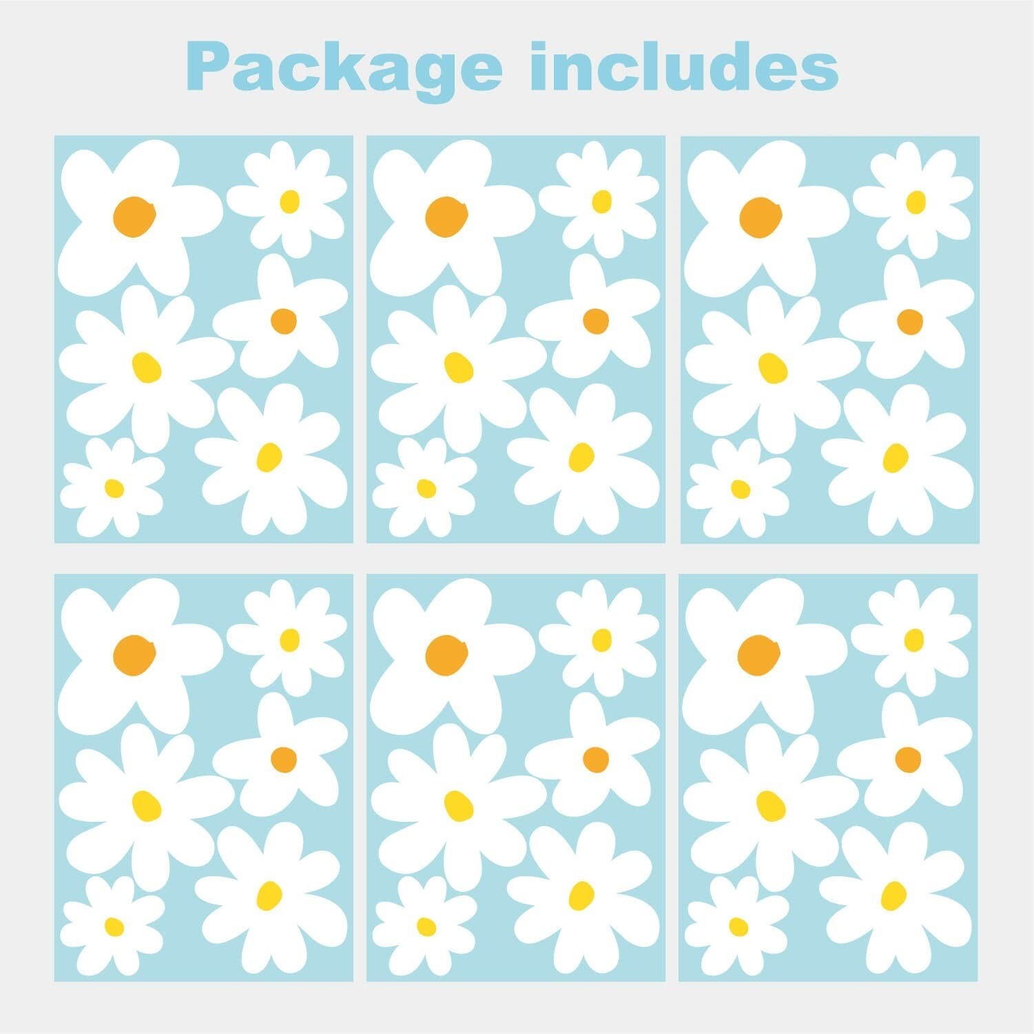 Resin & Reed Daisy Wall Decals, 3-5 inches (White, 36) White
