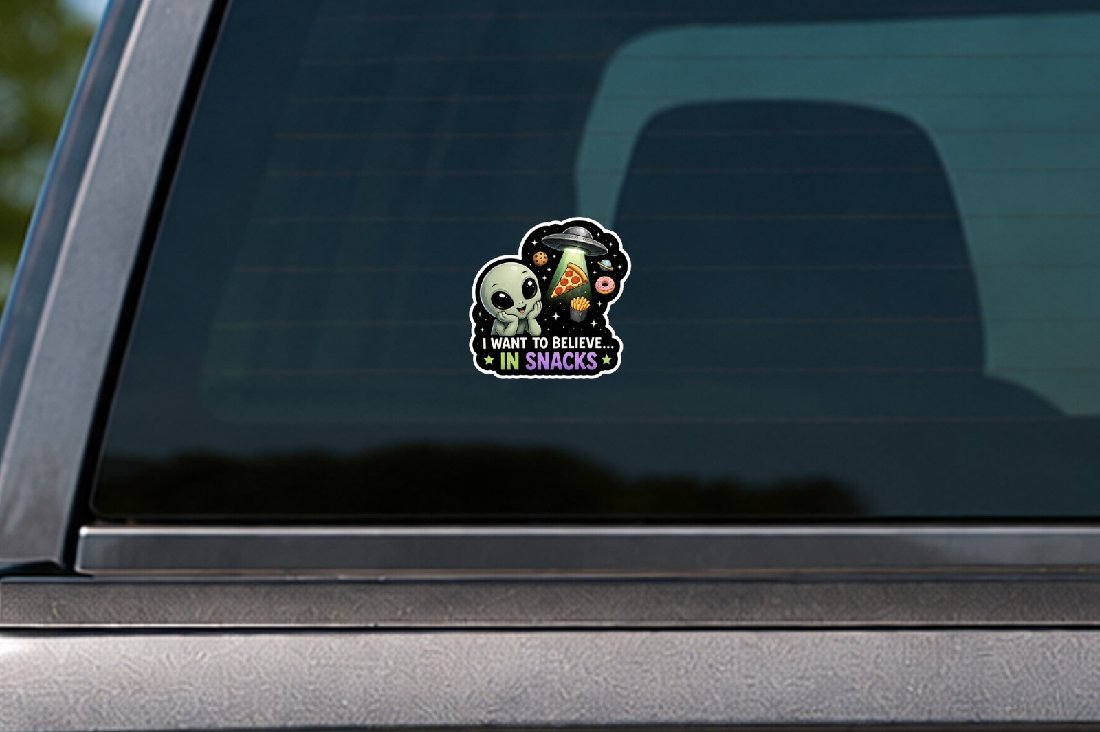 Alien Vinyl Decal Sticker UFO Space Sci Fi Laptop Window Binder Locker Cute