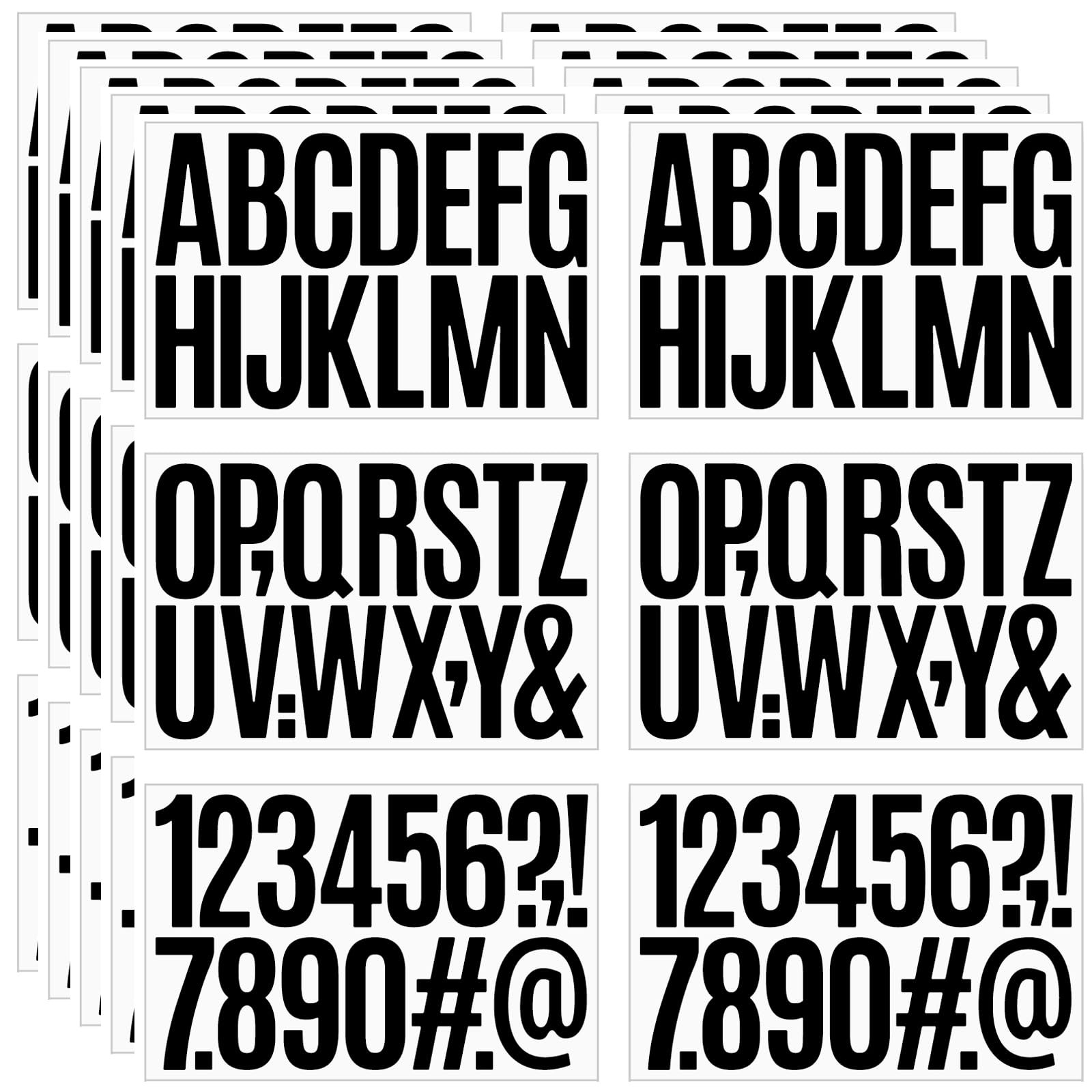 3 In Vinyl Letters Numbers,480Pcs Waterproof Stickers for Windows,Vehicles,Black