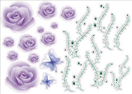 Purple Rose Artwork Kids Living Room Decor Wall Sticker Decal 15"W X 23"H