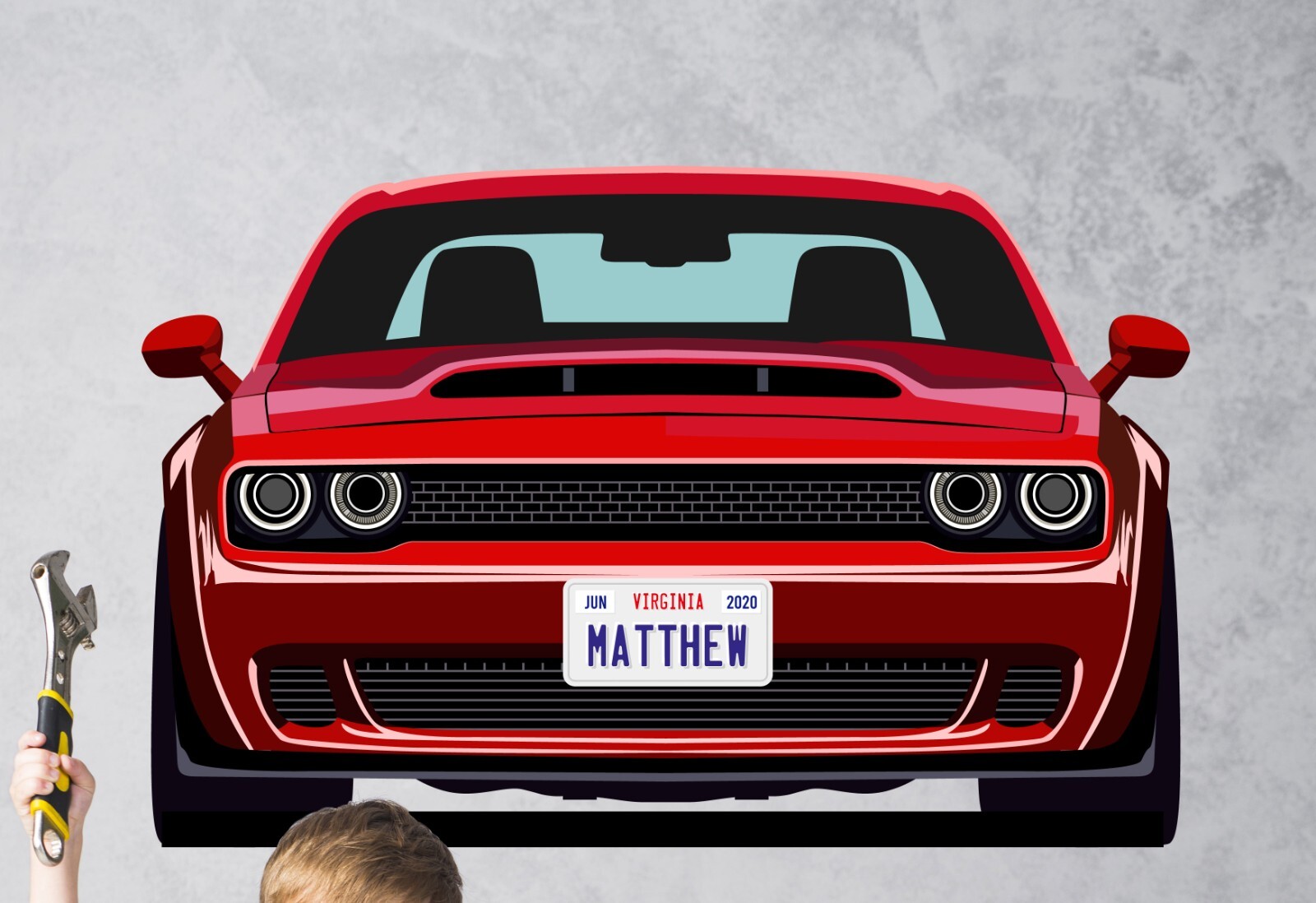 Personalized Car Wall Decal – Custom Name Car Wall Sticker, Kid Room Decor se206